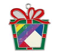 Vintage Rainbow Swedish Flag Funny Christmas Pendant Charms Metal Hanging Xmas Tree Ornament Necklace Jewelry Circular