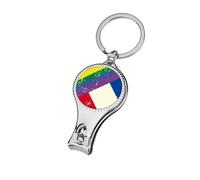 Vintage Rainbow Swedish Flag Small Fingernail Clipper Metal Sharp Curved Toenail Clippers Cutters with Keychain Men & Women