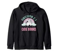 Vintage Rainbow Unicorn & I - Close Buddies Spirit Animal Zip Hoodie