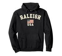 Vintage Raleigh USA American Flag Souvenir Retro Pullover Hoodie