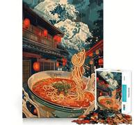 Vintage Ramen Adults 1000 Pieces Puzzle Mind Training Fun Burr Free Clean Cut Pieces Heartwarming Gathering Activity (50x75cm)