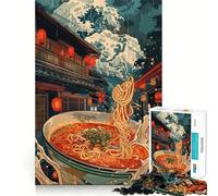 Vintage Ramen Jigsaw Puzzles 1000 Pieces Focus Boost Fun Laser Cut for Flawless Fit Bonding Activity for Loved Ones (38x52cm)