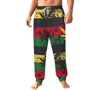 Vintage Rasta Flag Weed Mens Sweatpants Printed Casual Joggers Workout Gym Running Jogging Pants L