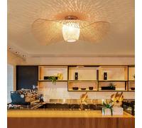 Vintage Rattan Ceiling Light Creative Bamboo Pendant Lamp E27 Retro Hanging Light for Dining Room Bedroom Living Room Decor Coffee Bar Kids Room (100cm)