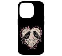 Vintage Raven Gothic Heart Thorns Roses Dark Romance Case for iPhone 14 Pro