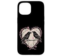 Vintage Raven Gothic Heart Thorns Roses Dark Romance Case for iPhone 15
