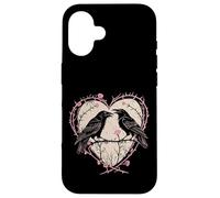 Vintage Raven Gothic Heart Thorns Roses Dark Romance Case for iPhone 16