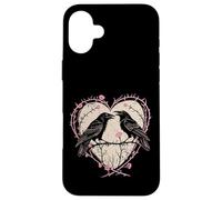 Vintage Raven Gothic Heart Thorns Roses Dark Romance Case for iPhone 16 Plus