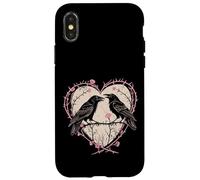 Vintage Raven Gothic Heart Thorns Roses Dark Romance Case for iPhone X/XS