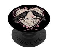 Vintage Raven Gothic Heart Thorns Roses Dark Romance PopSockets Adhesive PopGrip