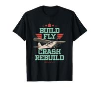 Vintage RC Plane Gifts Build Fly Crash Rebuild Airplane T-Shirt