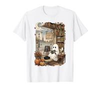 Vintage Reading Ghost Autumn Bookshop Cozy Introvert Graphic Value Graphic T-Shirt