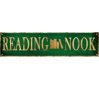 Vintage Reading Nook Metal Tin Sign 4x16 in Rustic Perfect for Home Cabin Porch or Bedroom Decor Ideal Holiday Gift Home Wall Art Decor