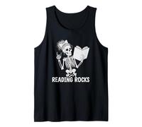 Vintage Reading Rocks Messy Hair Library Literacy Crew Tank Top