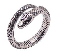 Vintage Real 925 Sterling Silver Snake Ring Jewellery for Men Women Open and Adjustable