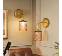 Vintage Rechargeable Wall Lights, Battery Wall Lights Set of 2, Amber