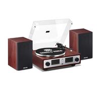 Vintage Record Player, Bluetooth HiFi Turntable with Bookshelf Speakers, Integrated Phono Preamp, Belt Drive 2-Speed, Pitch Control, Adjustable Counterweight, AT-3600L Pickups