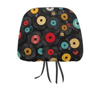 Vintage Record Vinyl Funny Car Headrest Covers Accessories Interior Universal Washable