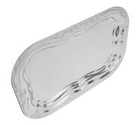 Vintage Rectangle Stainless Steel Serving Tray for Elegant Presentation | Mirror Finish, Floral Engraved Surface, Silver Tone, for Coffee, Cutlery, Weddings, Holiday Parties
