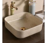 Vintage Rectangular Handmade Ceramic Countertop Bathroom Sink - Stylish Art Deco Vanity Top Design in Creamy White(Beige)