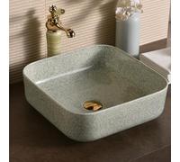 Vintage Rectangular Handmade Ceramic Countertop Bathroom Sink - Stylish Art Deco Vanity Top Design in Creamy White(Gray)