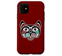 Vintage Red Black Haida Native Culture Kitty Cat Case for iPhone 11