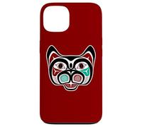 Vintage Red Black Haida Native Culture Kitty Cat Case for iPhone 13