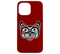 Vintage Red Black Haida Native Culture Kitty Cat Case for iPhone 13 Pro Max