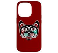 Vintage Red Black Haida Native Culture Kitty Cat Case for iPhone 14 Pro