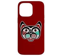 Vintage Red Black Haida Native Culture Kitty Cat Case for iPhone 14 Pro Max
