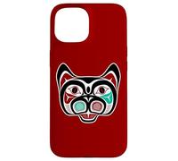 Vintage Red Black Haida Native Culture Kitty Cat Case for iPhone 15