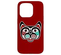 Vintage Red Black Haida Native Culture Kitty Cat Case for iPhone 15 Pro