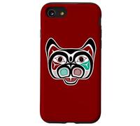 Vintage Red Black Haida Native Culture Kitty Cat Case for iPhone SE (2020) / 7/8