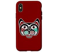 Vintage Red Black Haida Native Culture Kitty Cat Case for iPhone X/XS