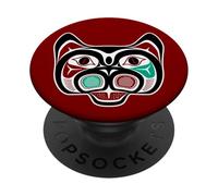 Vintage Red Black Haida Native Culture Kitty Cat PopSockets Adhesive PopGrip