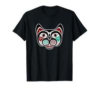 Vintage Red Black Haida Native Culture Kitty Cat T-Shirt
