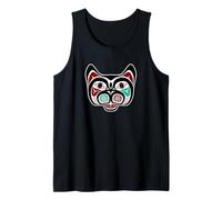 Vintage Red Black Haida Native Culture Kitty Cat Tank Top