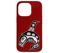 Vintage Red Black Haida Orca Whale Native Art Case for iPhone 13 Pro