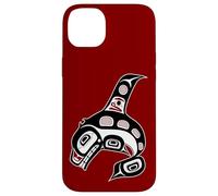 Vintage Red Black Haida Orca Whale Native Art Case for iPhone 14 Plus