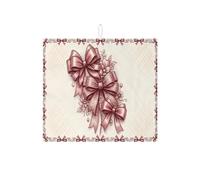 Vintage Red Bow Dish Drying Mats for Kitchen Counter, Elegant Floral Absorbent Dish Drainer Rack Mat, Holiday Microfiber Drying Pad for Kitchen Counter Decor 16x18 Inch