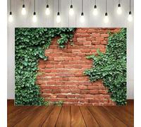 Vintage Red Brick Wall Photography Backdrops for Festivals Nature Ivy Green Leaves Covered Background Happy Birthday Party Banner Decoration