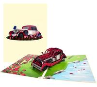 Vintage Red Car 3D Pop-Up Greeting Card