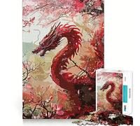 Vintage Red Dragon 1000 Pieces Puzzles for Teenagers Mind Boost Fun High Accuracy Cutting Craft Calming Mental Break Activity (38x26cm)