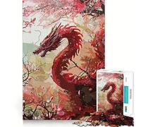 Vintage Red Dragon Jigsaw Puzzles1000 Pieces Recall Skill Fun Professional Grade Cutting Thoughtful Gift for Mind Activity (50x75cm)