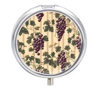 Vintage Red Grapes on Grapevine Small Pill Box Case 3 Compartment 2"