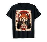 Vintage Red Panda Eating Ramen Japanese Noodles Anime Art Value Graphic T-Shirt