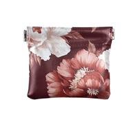 Vintage Red Peony Women's Small Leather Coin Purse Wallet Cute Card Holder for Girls Women Ladies, Vintage Red Peony, 4.33"(L) x 3.74"(W) x 0.39"(H), Classic