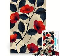 Vintage Red Poppies 1000-piece Jigsaw Puzzles Brain Focus Game Expert Cutting Craftsmanship Fascinating Hobby for Idle Moments (38x26cm)