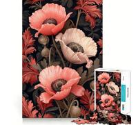 Vintage Red Poppies 1000-piece Jigsaw Puzzles Brain Training Fun Tight Interlock No Gaps Bonding Activity for Loved Ones (38x52cm)