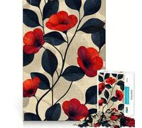 Vintage Red Poppies 1000 Piece Jigsaws Creative Skill Toy Tight Lock No Loose Pieces Bonding Activity for Loved Ones (38x52cm)